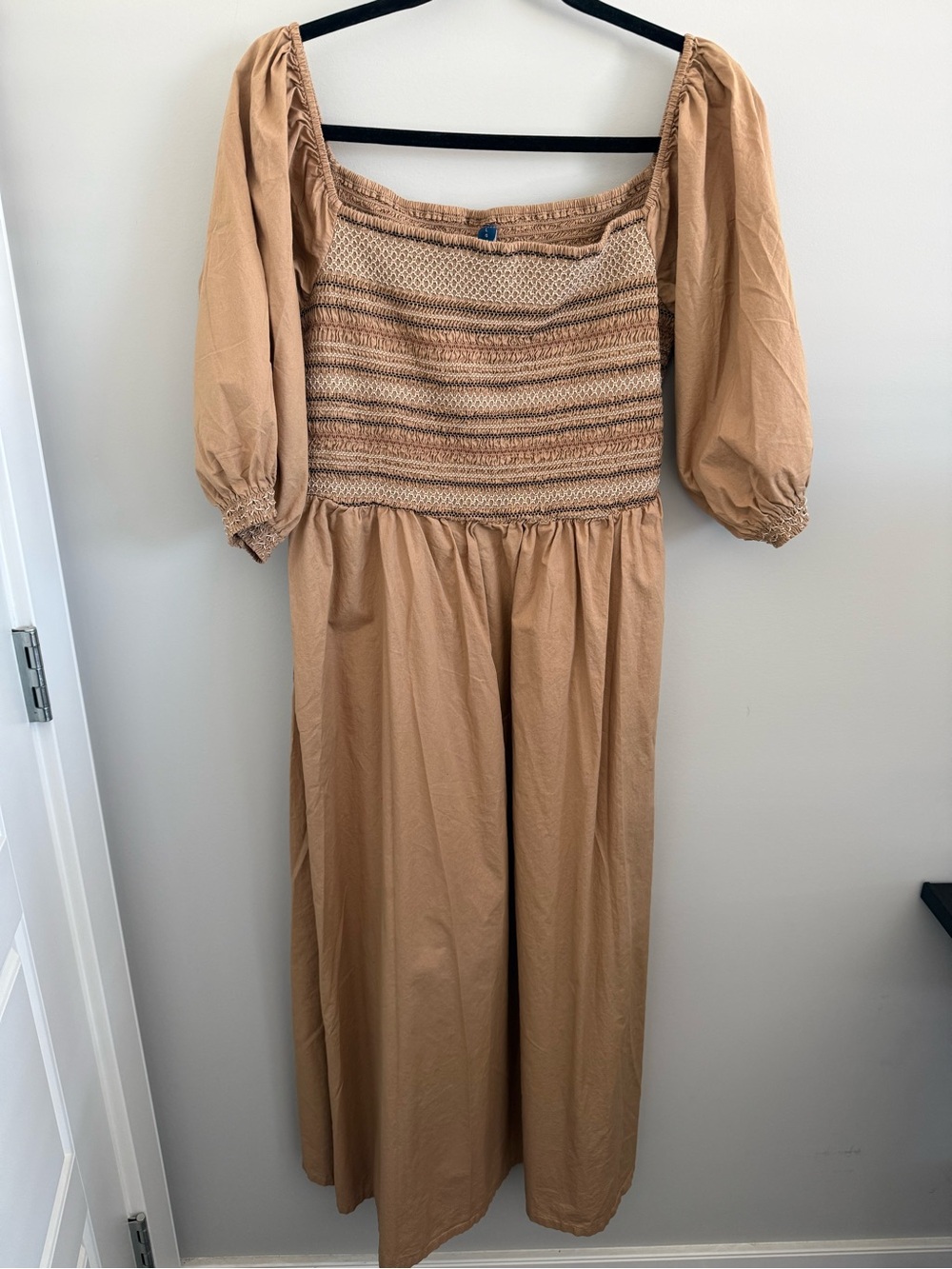 Old Navy Camel Smocked Square-Neck Maxi Dress